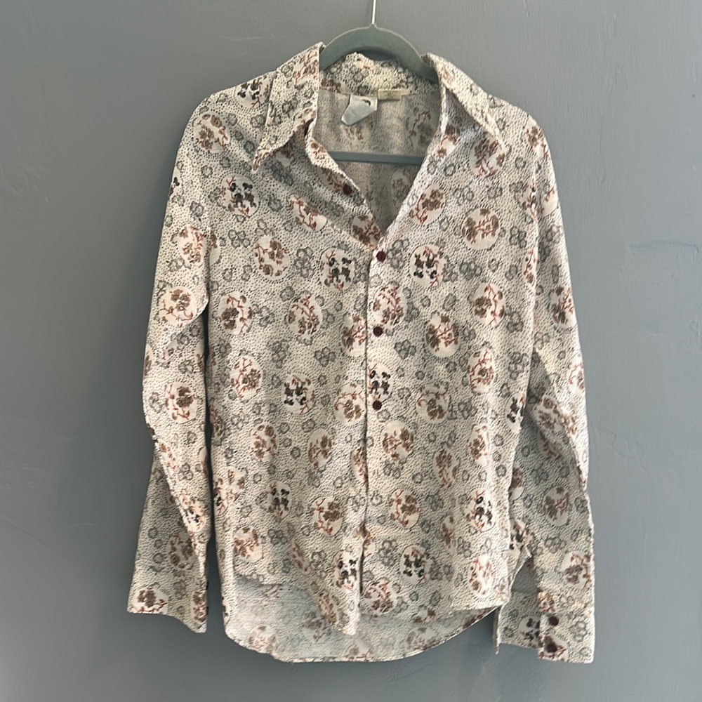 Disney Design by Kennington LTD Men’s Gray and Brown Patterned  Button DownShirt